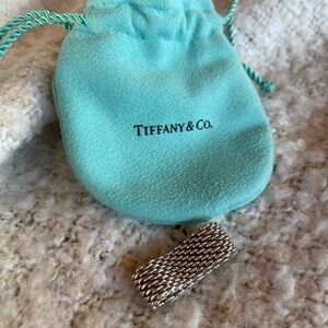 Tiffany & Co. Silver Somerset Mesh Ring with Blue Pouch